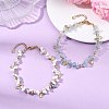 2Pcs 2 Styles Ocean Synthetic White Howlite & Natural Aquamarine Chip Beads 304 Stainless Steel Chain Anklets for Women AJEW-AN00796-1