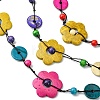 Dyed Natural Coconut Flower Beaded 3 Layer Necklaces NJEW-A007-02B-3
