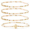 4Pcs Bohemian Summer Cross & Glass Seed Bead Beaded Stretch Bracelet Sets BE5944-2-1
