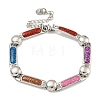 304 Stainless Steel Enamel Rectangle Link Chain Bracelets with Glitter Powder BJEW-S153-04P-01-1