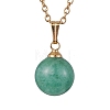 Round Gemstone Pendant Necklaces NJEW-JN04718-02-4