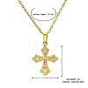 304 Stainless Steel Micro Pave Clear Cubic Zirconia Religion Cross Pendant Necklaces for Women WG29A99-01-4