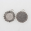 Tibetan Style Alloy Pendant Cabochon Settings X-TIBEP-N003-49AS-2