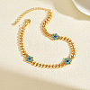 Brass Enamel Flower Link Chain Anklets for Women OS0733-5