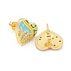 Heart Real 18K Gold Plated Brass Stud Earrings EJEW-L269-061G-2