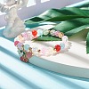 Candy Color Round Beaded Stretch Bracelet with Heart Cherry Charm for Women BJEW-JB07636-01-2
