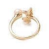 3Pcs Butterfly Brass Micro Pave Clear Cubic Zirconia Cuff Rings RJEW-JR00999-5