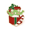 Christmas Frog with Candy Cane Alloy Enamel Pins for Backpack Clothes JEWB-A024-01B-1