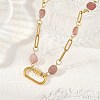 Natural Strawberry Quartz Nuggets Beaded Chain Necklaces NJEW-JN06508-02-1
