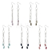Natural Mixed Stone Flat Round Dangle Earrings EJEW-JE06812-3
