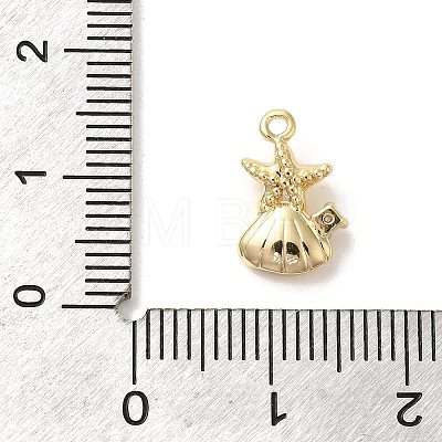 Marine Animal Theme Golden Brass Micro Pave Clear Cubic Zirconia Pendants KK-U031-01G-03-1