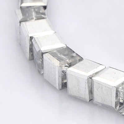 Half Plated Clear Glass Faceted Cube Beads Strands GLAA-A031-6mm-HP02-1