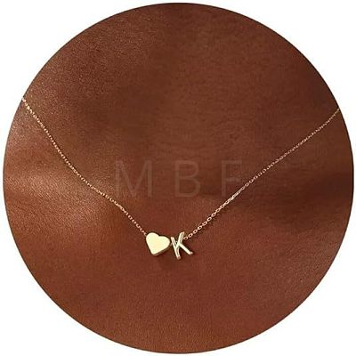 Simple Style Adjustable 316L Surgical Stainless Steel Heart and Initial Pendant Necklaces for Women WG95AEF-11-1