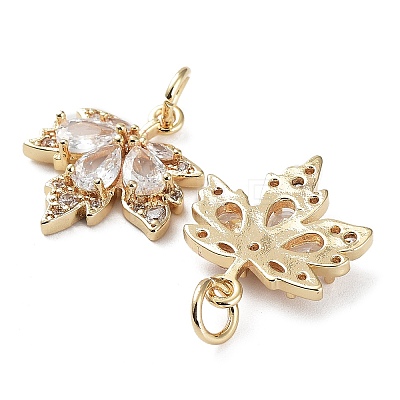 Rack Plating Brass Clear Cubic Zirconia Pendants KK-B078-02G14-01-1