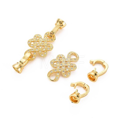 Brass Micro Pave Clear Cubic Zirconia Peg Bails Fold Over Clasps KK-S360-176-1