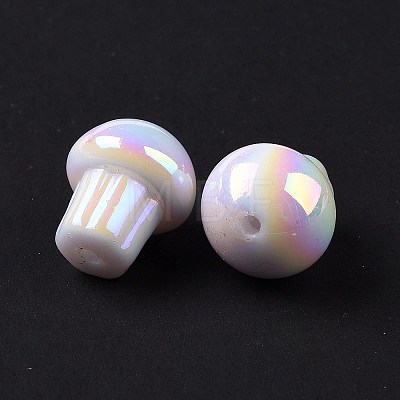 UV Plating Rainbow Iridescent Opaque Acrylic Beads OACR-C010-07F-1