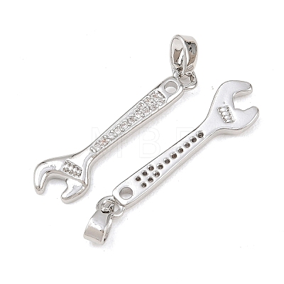 Brass Micro Pave Clear Cubic Zirconia Pendants KK-G549-16C-P-1