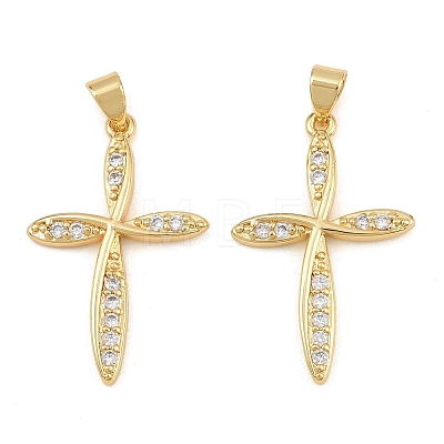 Brass Micro Pave Clear Cubic Zirconia Pendants CU-CBADC6C-01G-1