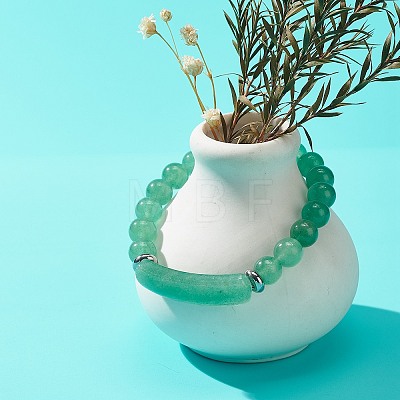 Natural Green Aventurine Beaded Stretch Bracelet BJEW-JB08879-03-1
