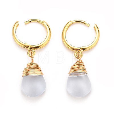 Brass Huggie Hoop Earrings EJEW-JE04399-02-1