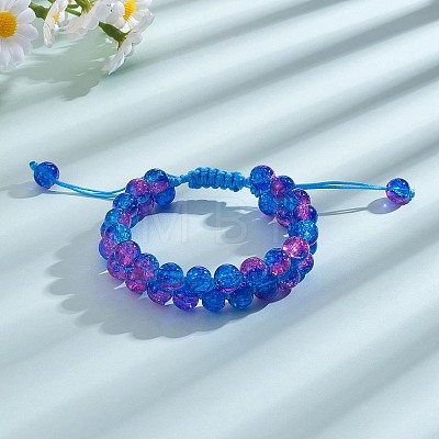 Sparkling Round Glass Braided Bead Bracelet BJEW-SW00082-15-1