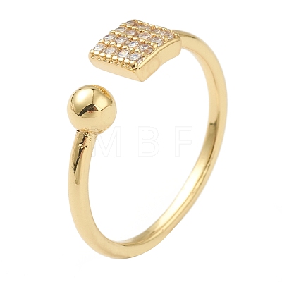Brass Micro Pave Clear Cubic Zirconia Cuff Rings RJEW-L100-007-1