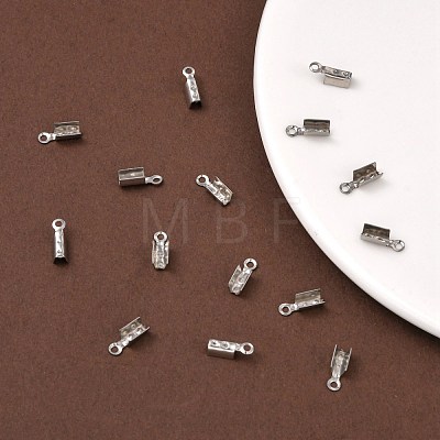 201 Stainless Steel Fold Over Crimp Cord Ends STAS-R055-08-1