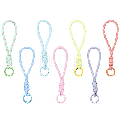 7Pcs 7 Colors Polyester Lanyard Hand Mobile Straps MOBA-FS0001-03-1