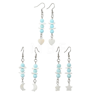 Natural Freshwater Shell and Howlite Dangle Earrings EJEW-JE07169-1