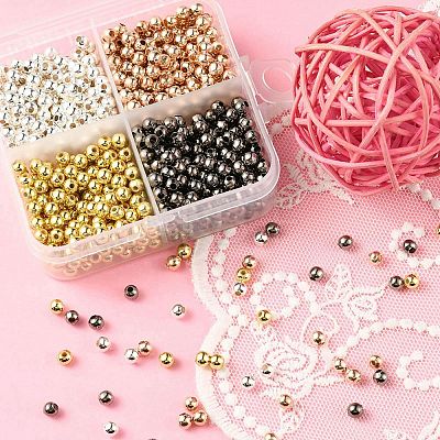 1000Pcs 4 Style Iron & ABS Plastic Spacer Beads DIY-YW0006-95-1