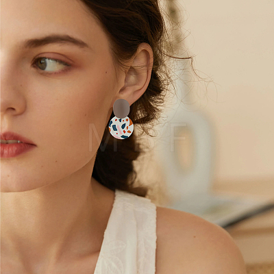 4 Pairs 4 Style Polymer Clay Dangle Stud Earrings with 316 Surgical Stainless Steel Pins EJEW-FI0002-44-1
