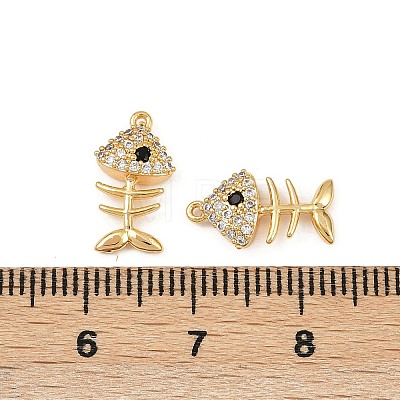 Ocean Theme Brass Micro Pave Cubic Zirconia Charms KK-F902-08M-G-1