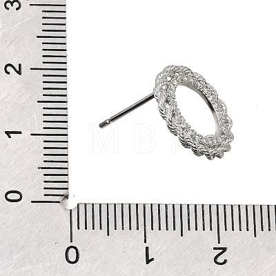 Brass Micro Pave Cubic Zirconia Stud Earring Findings with Loops CU-CBA1682-04P-1