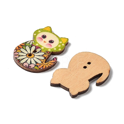 2-Hole Printed Wooden Buttons WOOD-WH0104-01A-1