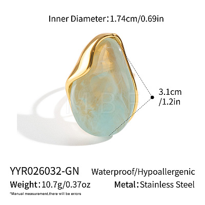 304 Stainless Steel Resin Cuff Open Ring for Women OM2986-2-1