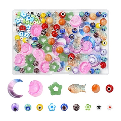 150Pcs 15 Styles Handmade Lampwork Beads Sets LAMP-YW0001-26-1