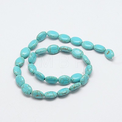 Dyed Synthetical Turquoise Oval Bead Strand G-P083-89G-1