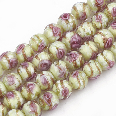 Handmade Gold Sand Lampwork Beads LAMP-T006-10I-1