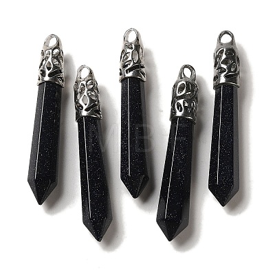 Synthetic Blue Goldstone Pointed Big Pendants G-Z055-01P-15-1