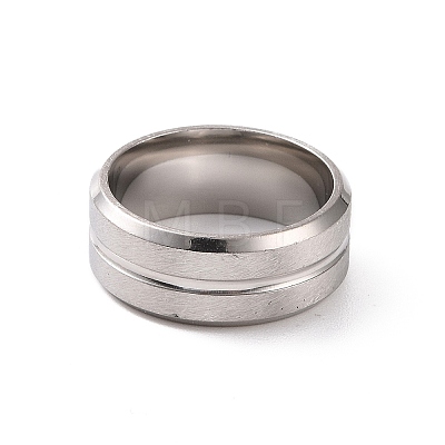 201 Stainless Steel Grooved Line Finger Ring for Women RJEW-I089-29P-1