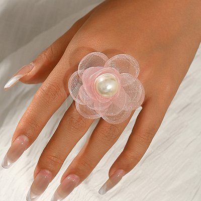 Chiffon with Plastic Pearl Finger Rings for Women XQ9924-1-1