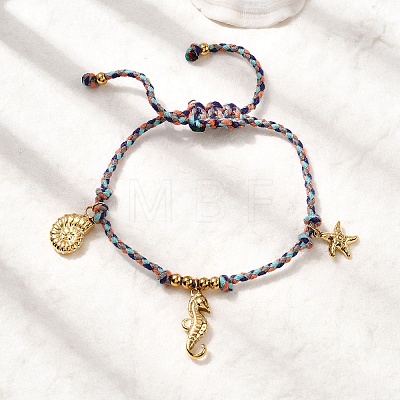 Ocean Series 304 Stainless Steel Charm Bracelets BJEW-K237-25B-G-1