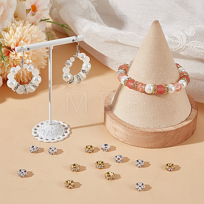 100Pcs 2 Colors Rack Plating Brass Rhinestone Spacer Beads KK-BBC0016-23B-1
