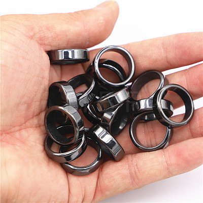 Non-Magnetic Synthetic Hematite Plain Band Ring LS-FIND-PW0021-11F-1