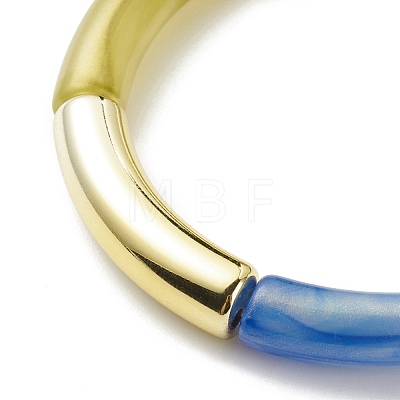 Acrylic Curved Tube Beaded Stretch Bracelet for Women BJEW-JB08376-1