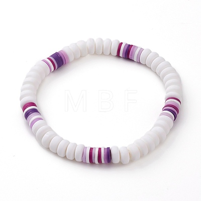 Handmade Polymer Clay Beaded Stretch Bracelets BJEW-JB05911-1
