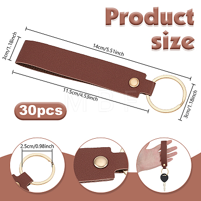 30Pcs Rectangle PU Leather Keychains HJEW-PH0002-11-1