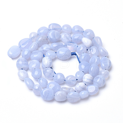 Natural Blue Lace Agate Beads Strands G-Q952-22-6x8-1