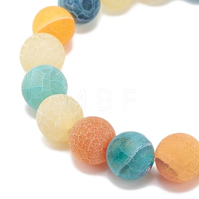 Natural Weathered Agate(Dyed) Round Beaded Stretch Bracelet BJEW-JB08502-1