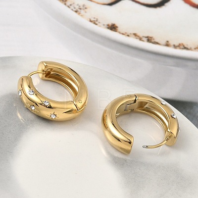304 Stainless Steel Rhinestone Hoop Earrings EJEW-K268-72G-1